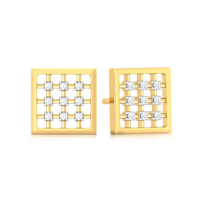 Gingham Style Diamond Earrings
