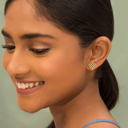 Gingham Style Diamond Earrings