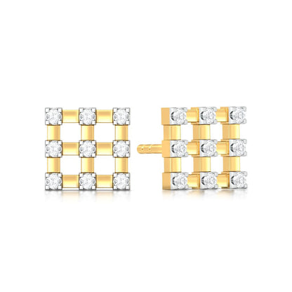 Checkered Bling Diamond Earrings