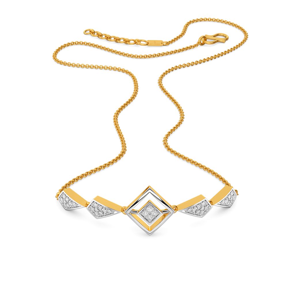 Strap Staple Diamond Necklaces