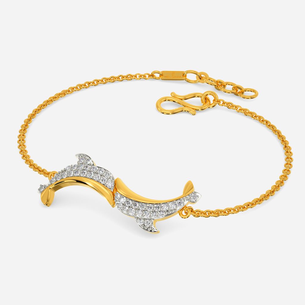 Swirl with Dolphins Diamond Bracelets