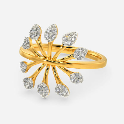 Frosted Leaves Diamond Rings