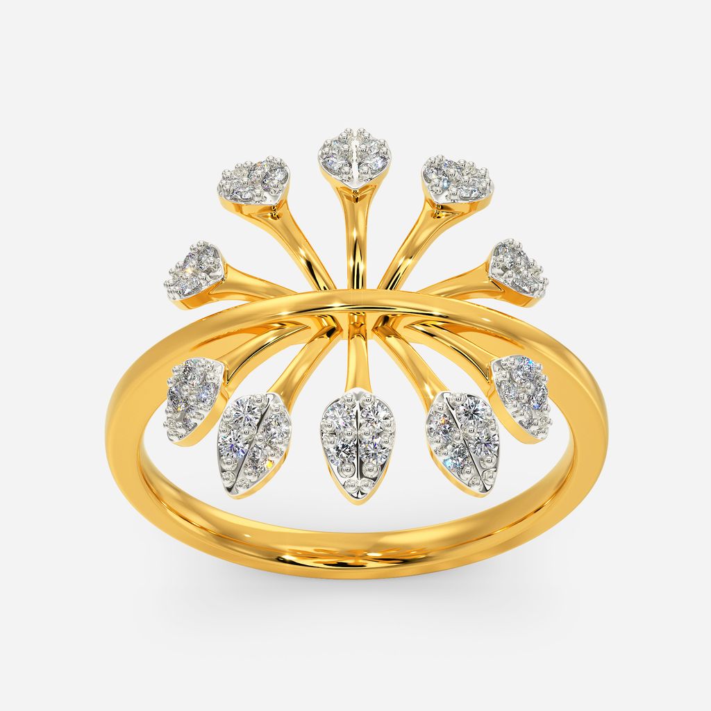 Frosted Leaves Diamond Rings