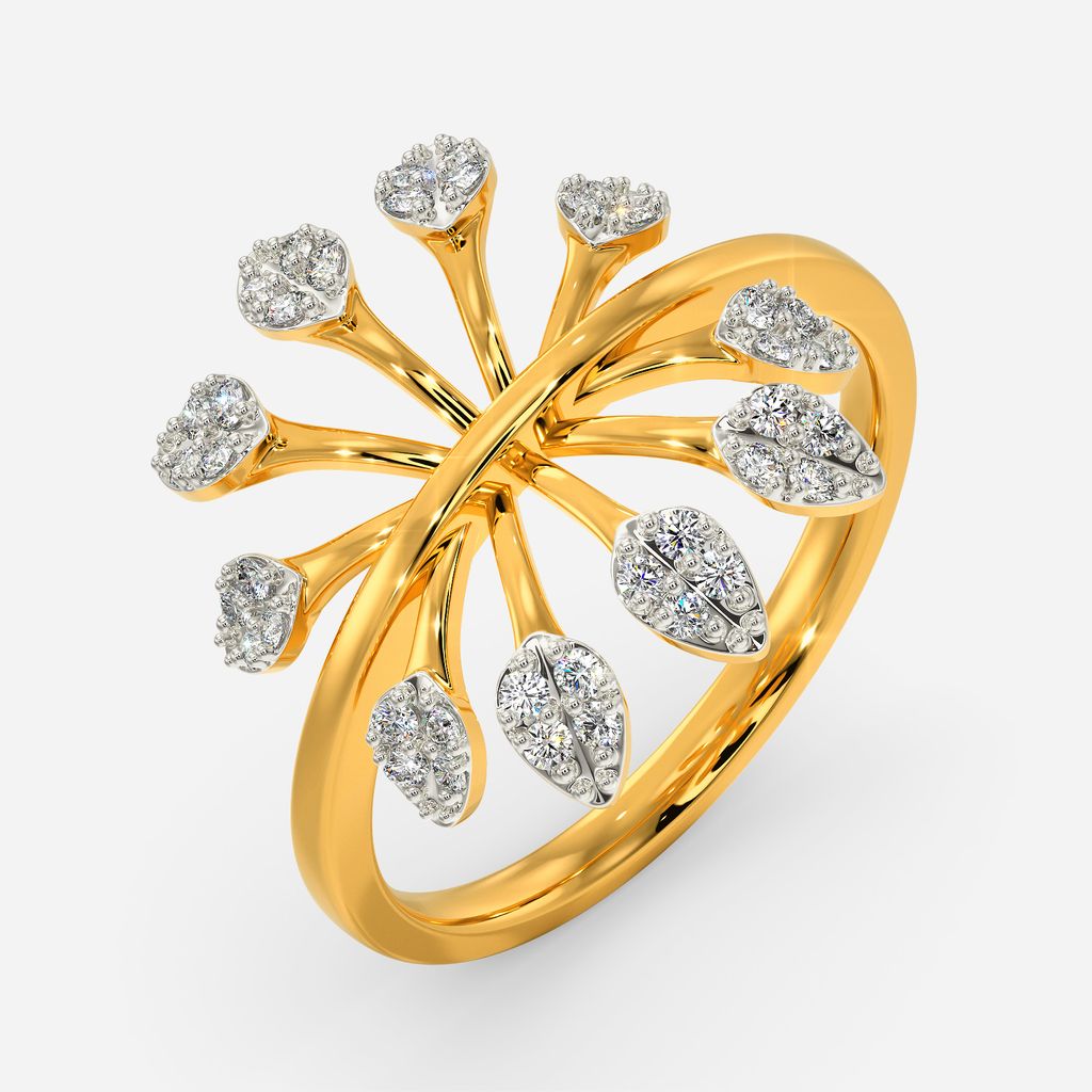 Frosted Leaves Diamond Rings