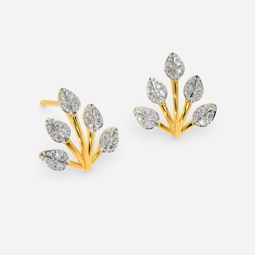 Frosted Leaves Diamond Earrings