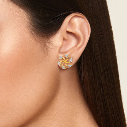 Halo Leaves Diamond Earrings