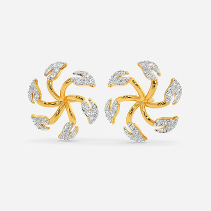 Halo Leaves Diamond Earrings