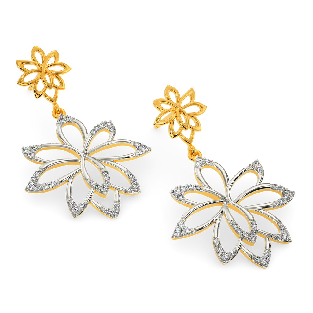 Tune Of The Lotus Diamond Earrings