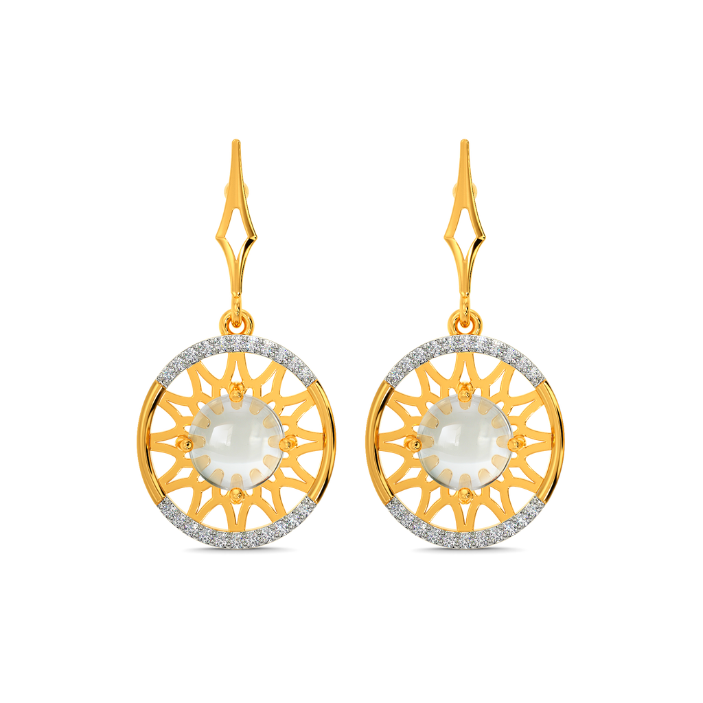White Halo Diamond Earrings