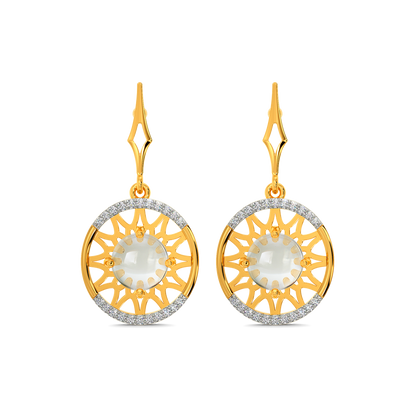 White Halo Diamond Earrings