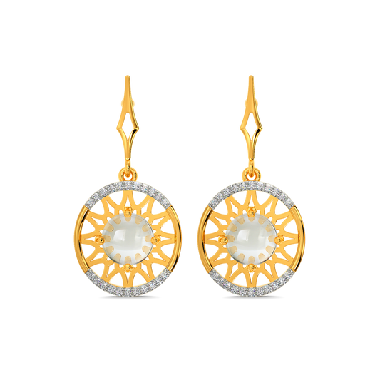 White Halo Diamond Earrings