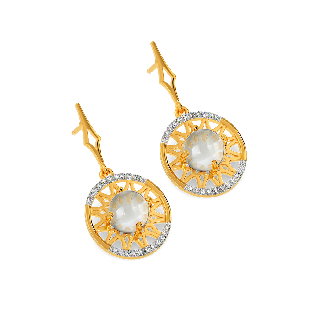 White Halo Diamond Earrings