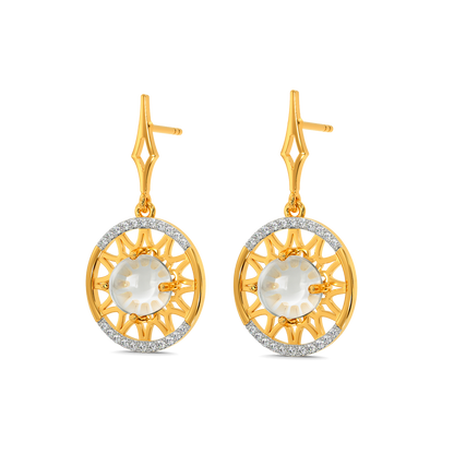 White Halo Diamond Earrings