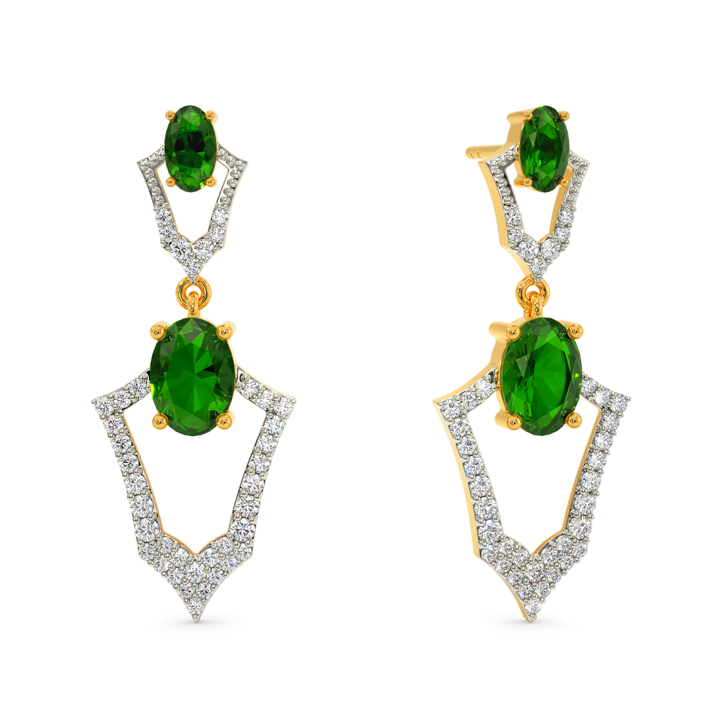 Green Ecstatic Diamond Earrings