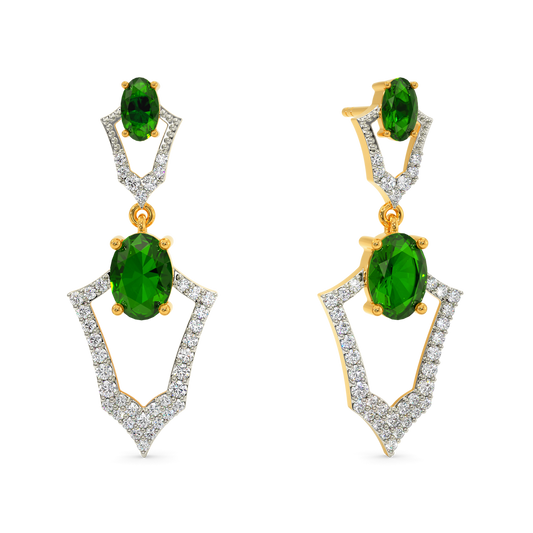 Green Ecstatic Diamond Earrings