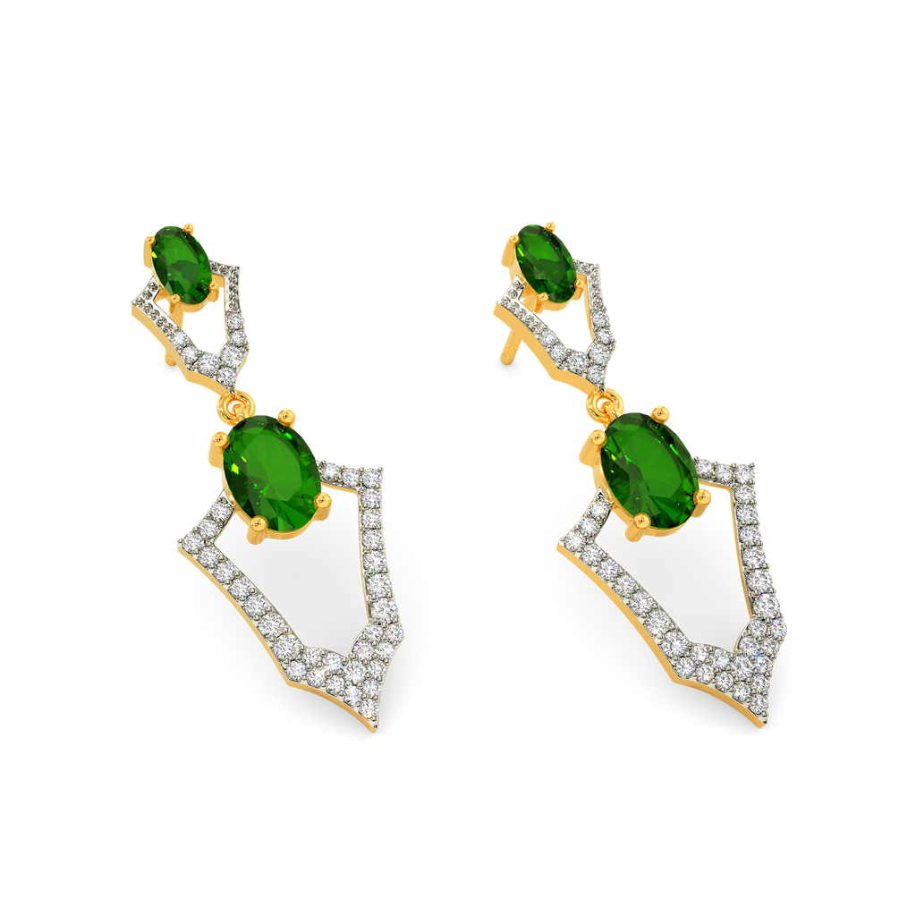 Green Ecstatic Diamond Earrings