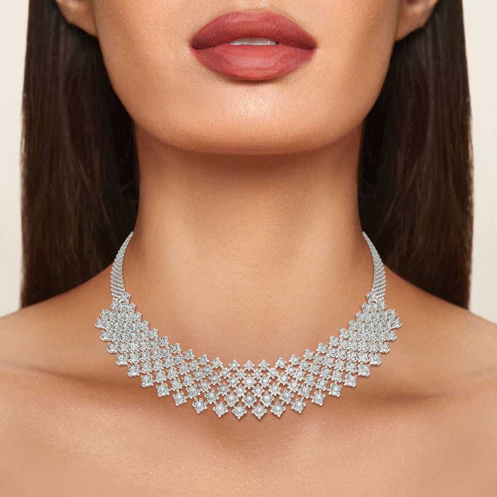 In A Mesh Mood Diamond Necklaces