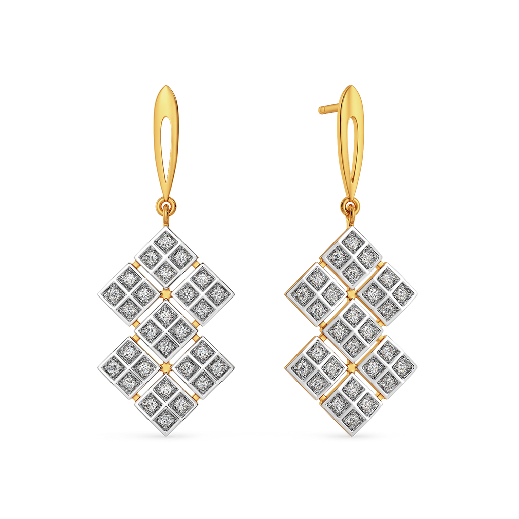 Plaid Unraveled Diamond Earrings