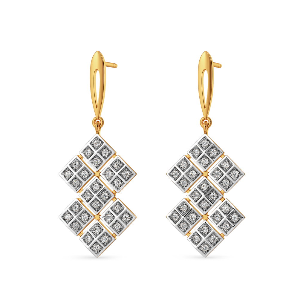 Plaid Unraveled Diamond Earrings