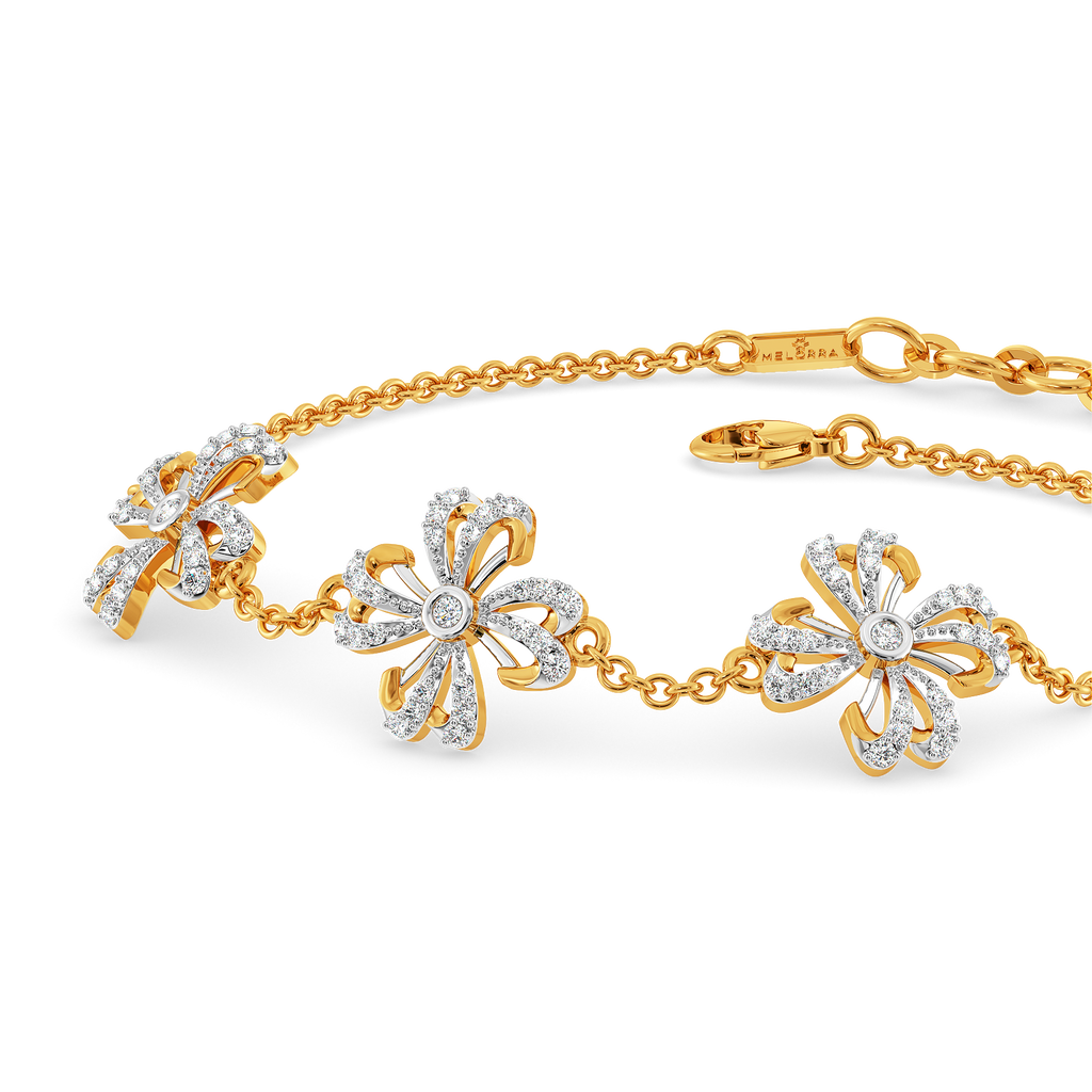 Golden Bloom With Beauty Diamond Bracelets