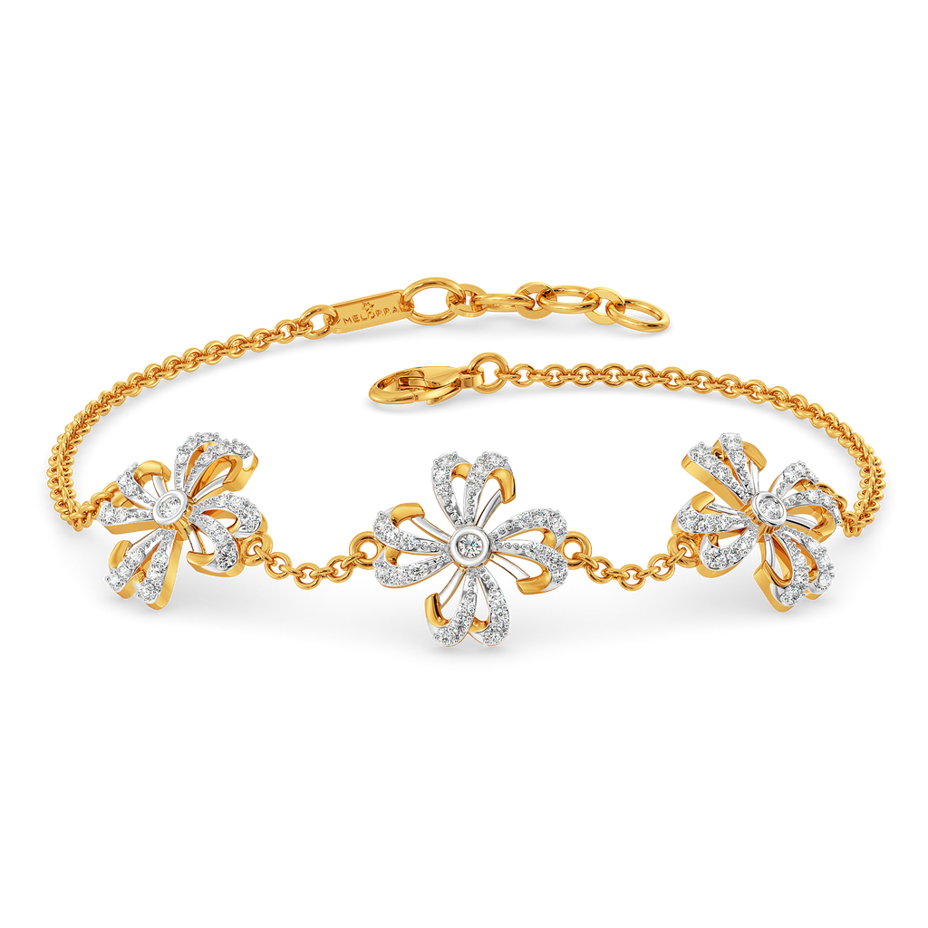 Golden Bloom With Beauty Diamond Bracelets