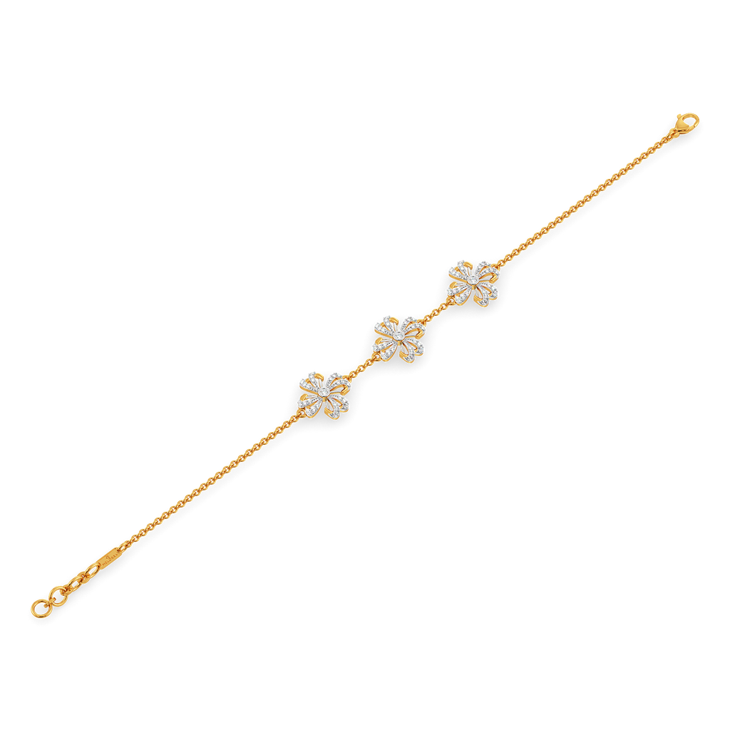 Golden Bloom With Beauty Diamond Bracelets