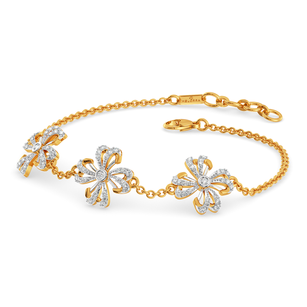 Golden Bloom With Beauty Diamond Bracelets