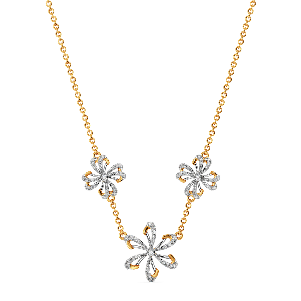 Golden Bloom With Beauty Diamond Necklaces