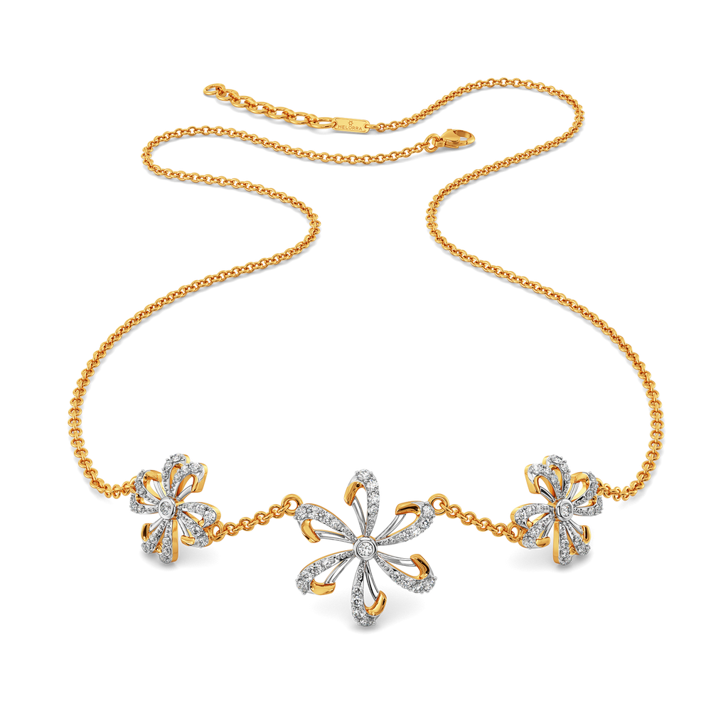 Golden Bloom With Beauty Diamond Necklaces