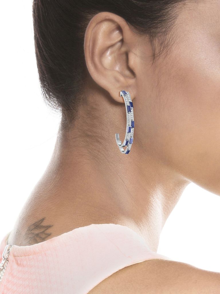 Sequential Blue Diamond Earrings