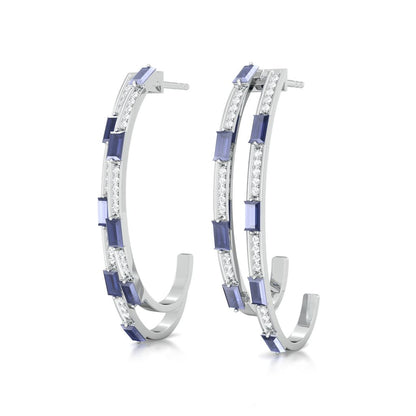 Sequential Blue Diamond Earrings
