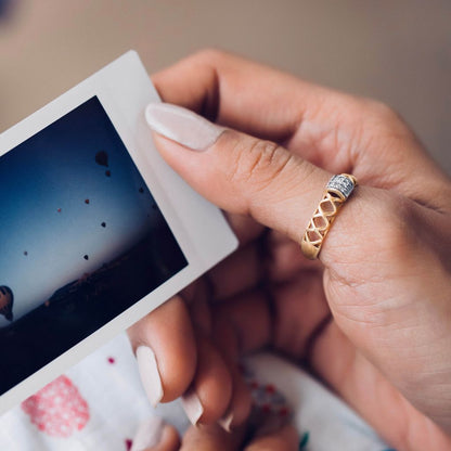 Golden Weave Diamond Rings