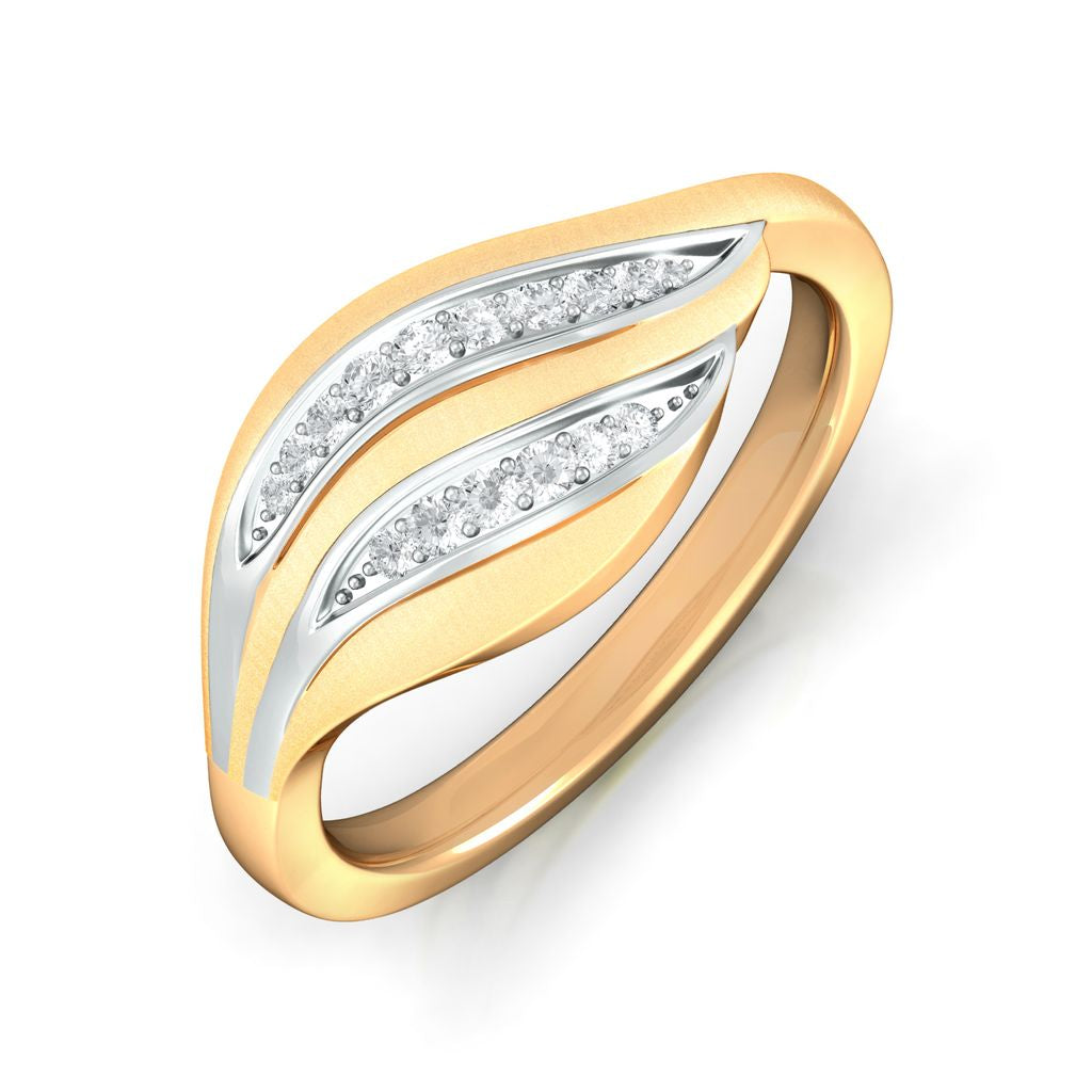 Golden Feather Diamond Rings