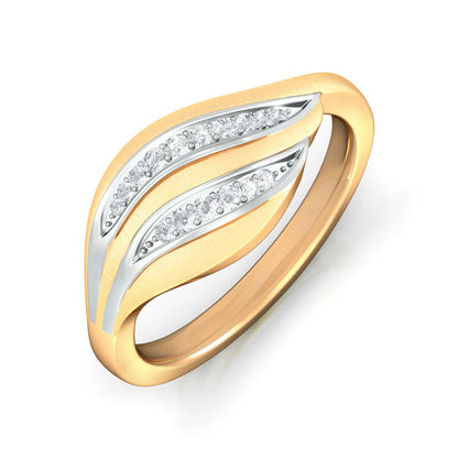 Golden Feather Diamond Rings