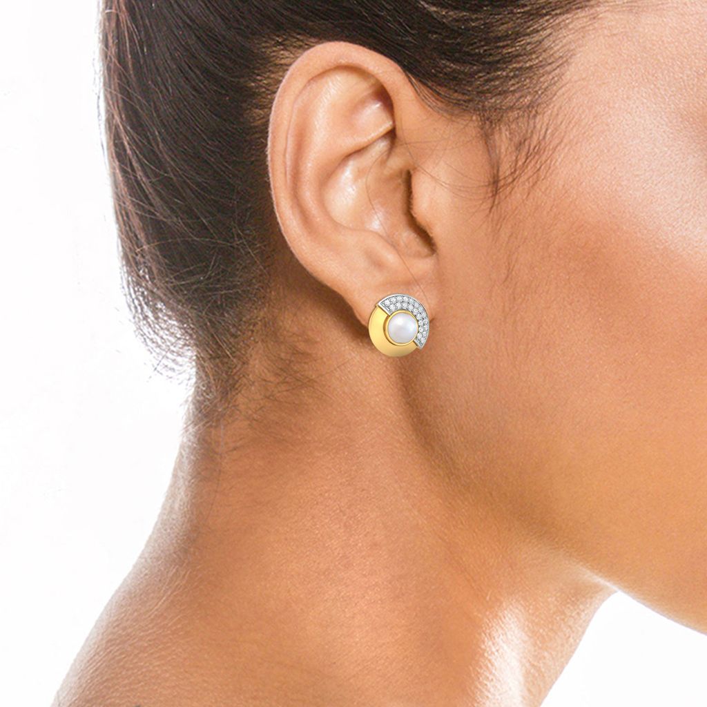 Pearl Twirl Diamond Earrings