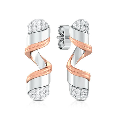 Curly Ribbon Diamond Earrings