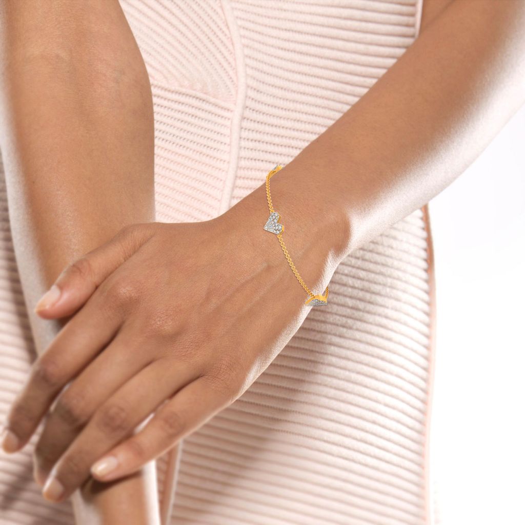 Pleated Hearts Diamond Bracelets