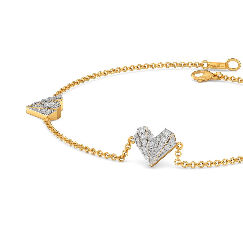 Pleated Hearts Diamond Bracelets