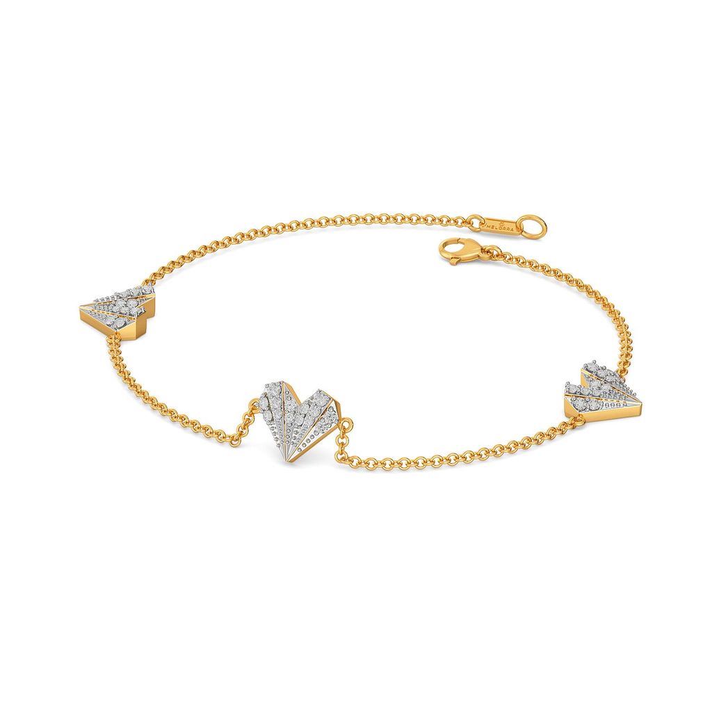 Pleated Hearts Diamond Bracelets