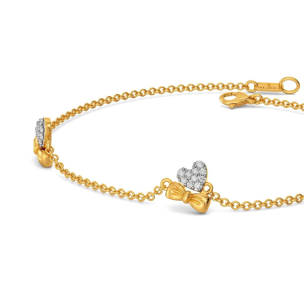 Hearts on Bow Diamond Bracelets