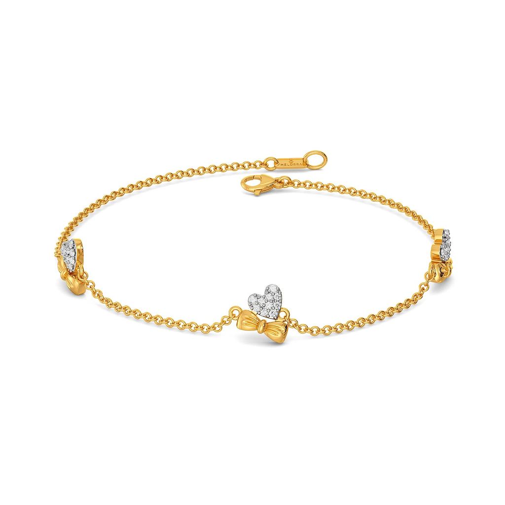 Hearts on Bow Diamond Bracelets