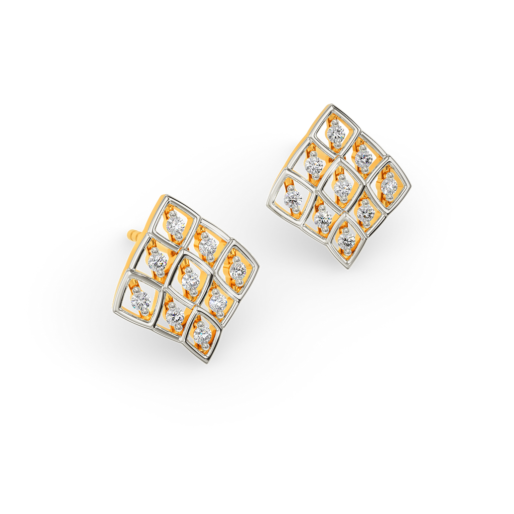 Neat Net Diamond Earrings