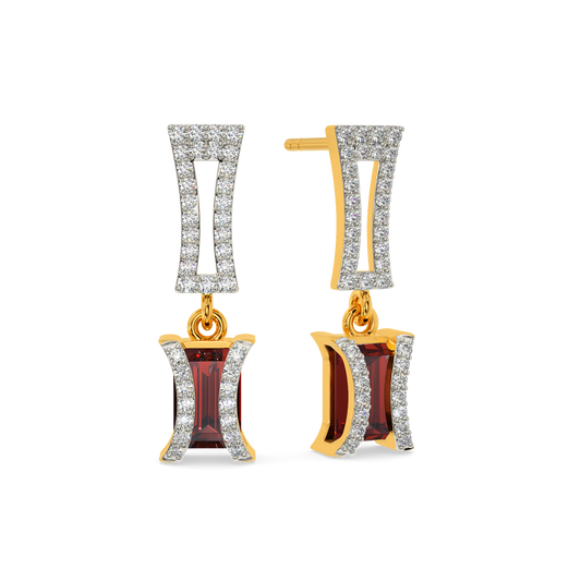 Red Famed Diamond Earrings