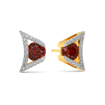 Groove In Red Diamond Earrings