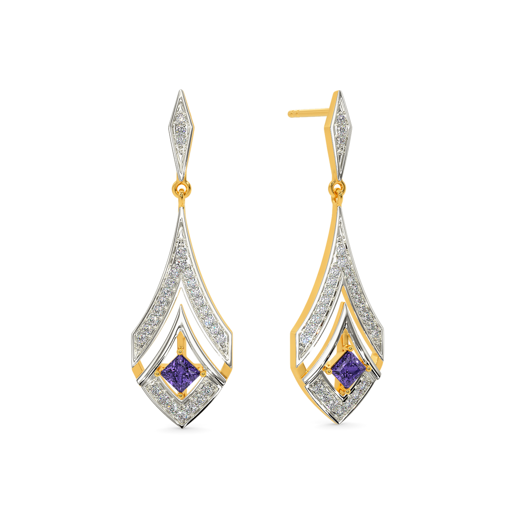 Bling In Purple Diamond Earrings