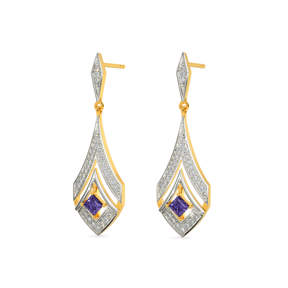 Bling In Purple Diamond Earrings
