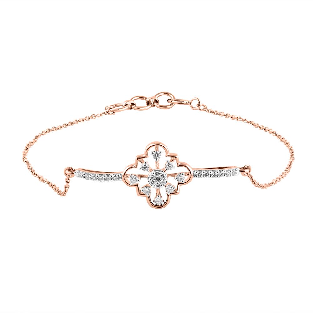 Geometric Design Rose Gold and Diamond Chain Bracelet