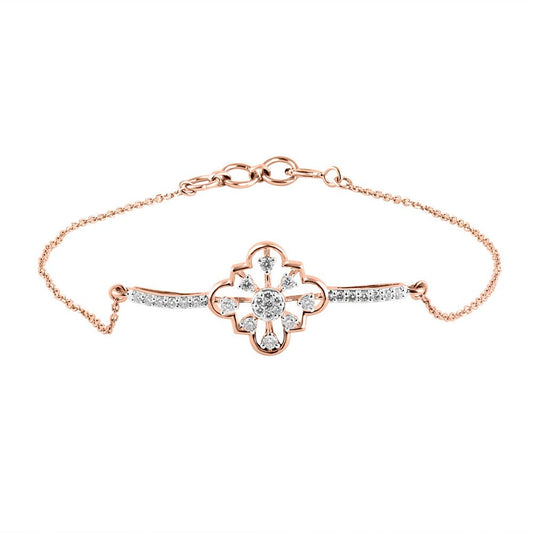 Geometric Design Rose Gold and Diamond Chain Bracelet