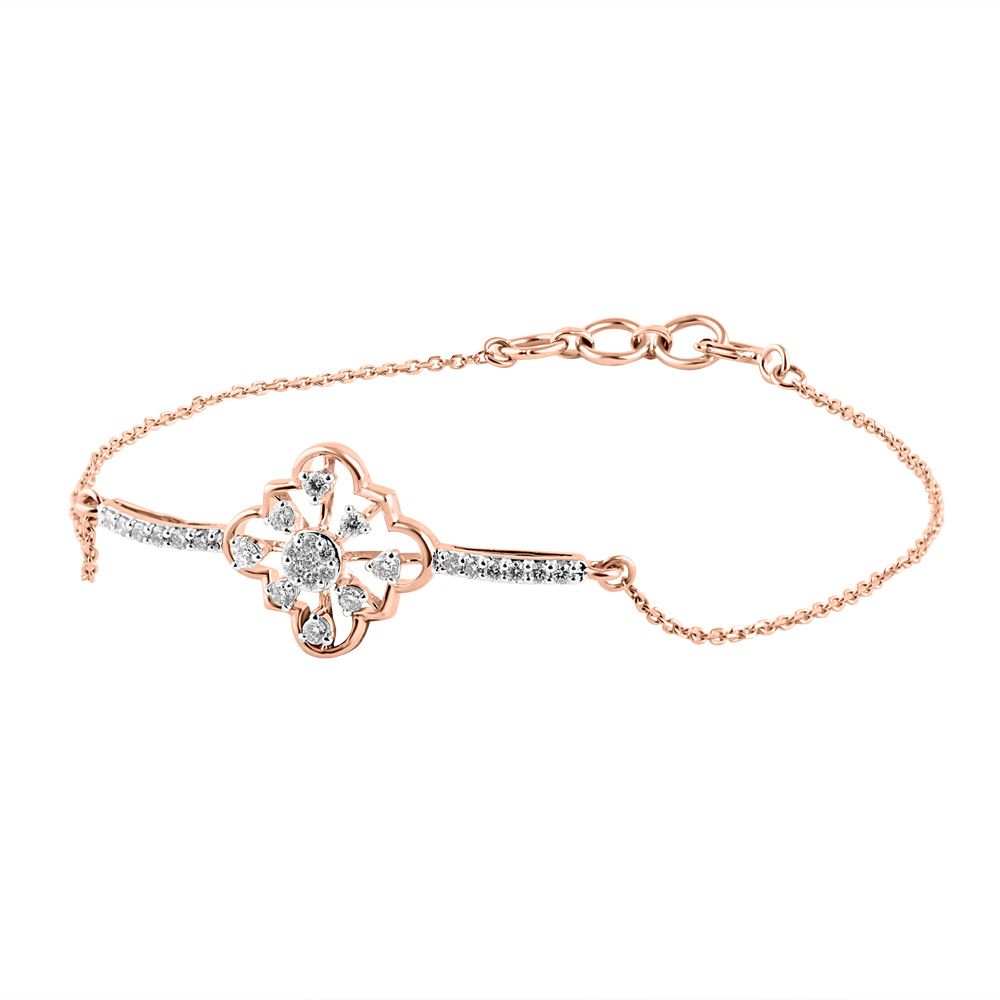 Geometric Design Rose Gold and Diamond Chain Bracelet