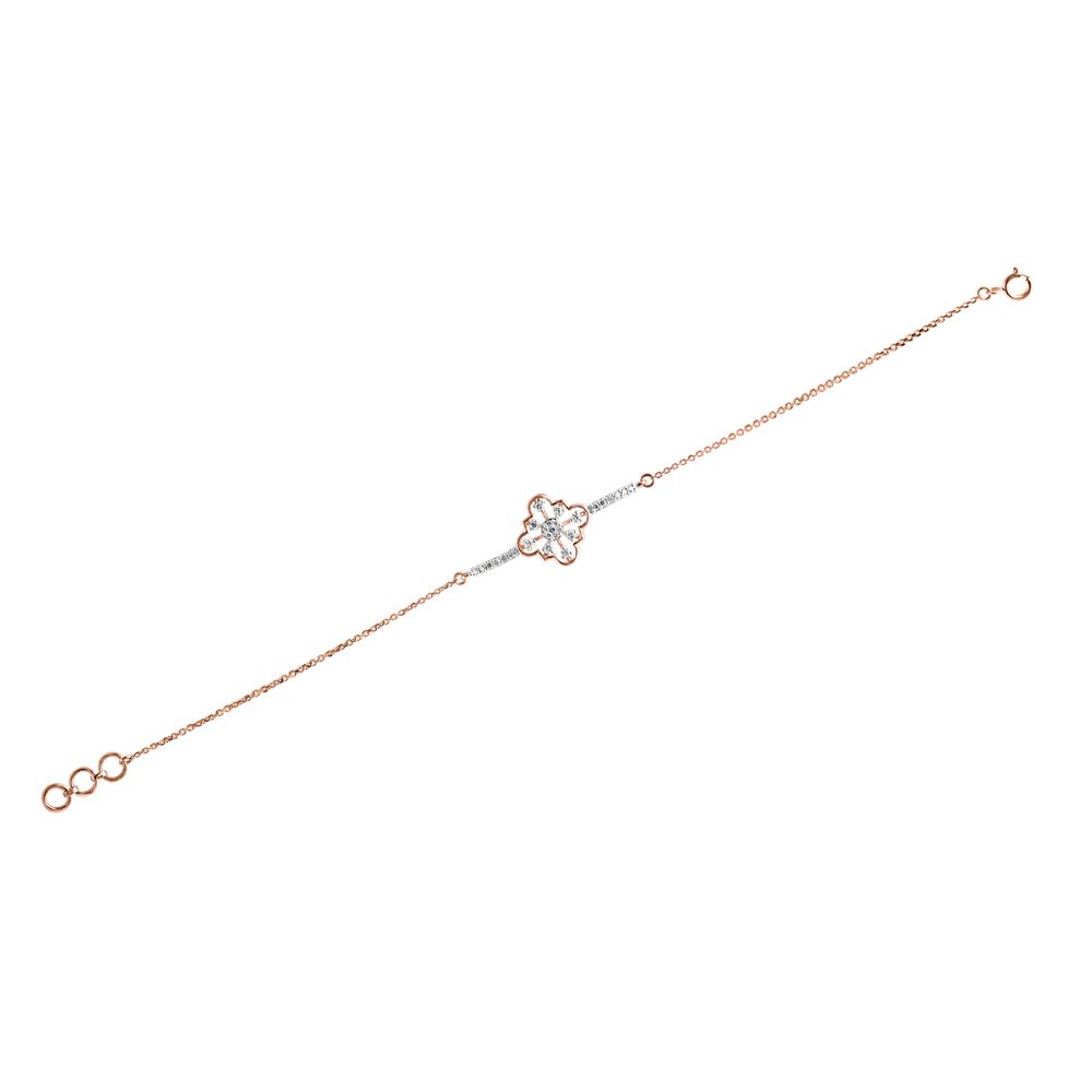 Geometric Design Rose Gold and Diamond Chain Bracelet